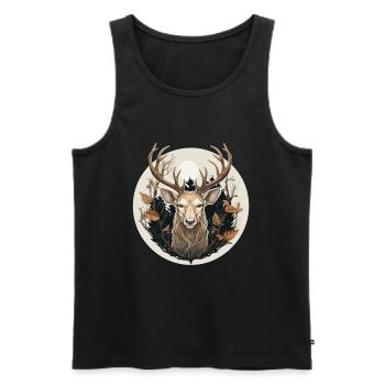 Hirsch Natur - Männer Premium Bio Tank Top - Schwarz - Vorne - Michal (187cm)