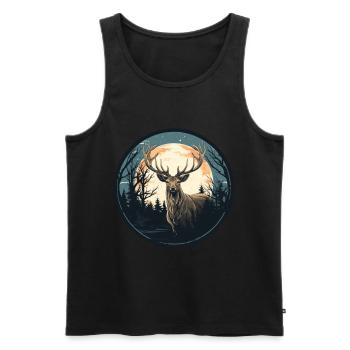 Hirsch Natur - Männer Premium Bio Tank Top - Schwarz - Vorne - Michal (187cm)