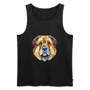 Caucasian Shepherd Dog Breed Colorful Watercolor - Men's Premium Organic Tank Top - black - Front - Michal (187cm)