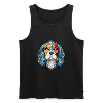 Cavalier King Charles Spaniel chien race aquarelle - Débardeur bio Premium Homme - noir - Devant - Michal (187cm)