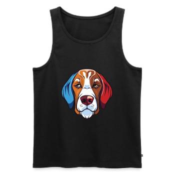 Chien Francais Dog Breed Watercolor Illustration - Men's Premium Organic Tank Top - black - Front - Michal (187cm)
