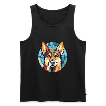 Sibérie orientale Laika chien race aquarelle colorée - Débardeur bio Premium Homme - noir - Devant - Michal (187cm)