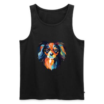 Continental Toy Spaniel chien race verre aquarelle - Débardeur bio Premium Homme - noir - Devant - Michal (187cm)