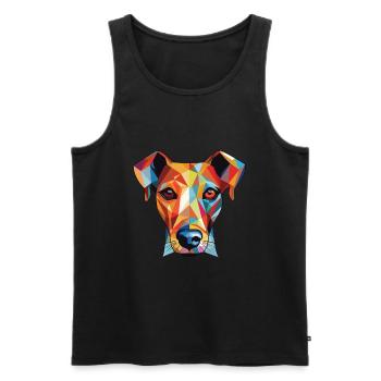 Cretan Hound Dog Breed Watercolor Illustration - Men's Premium Organic Tank Top - black - Front - Michal (187cm)