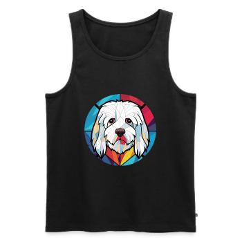Coton De Tuléar race chien aquarelle illustration - Débardeur bio Premium Homme - noir - Devant - AI Model Male 178 light (178cm)