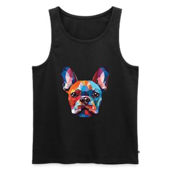 Bouledogue Français chien race aquarelle Illustration - Débardeur bio Premium Homme - noir - Devant - Michal (187cm)