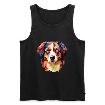 English Shepherd Dog Breed Watercolor Illustration - Men's Premium Organic Tank Top - black - Front - Michal (187cm)