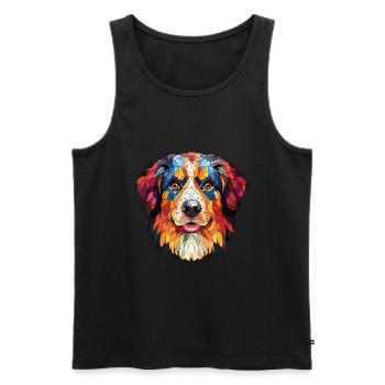 English Shepherd Dog Breed Watercolor Illustration - Men's Premium Organic Tank Top - black - Front - Michal (187cm)