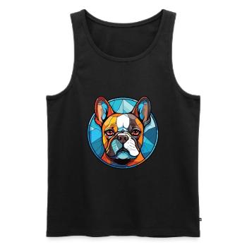 Bouledogue Français chien race aquarelle Illustration - Débardeur bio Premium Homme - noir - Devant - Michal (187cm)