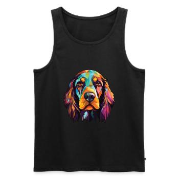 German Spaniel Dog Breed Watercolor Illustration - Men's Premium Organic Tank Top - black - Front - Michal (187cm)