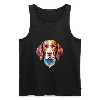 French Gascony Pointer Dog Breed Watercolor Glass - Men's Premium Organic Tank Top - black - Front - Michal (187cm)