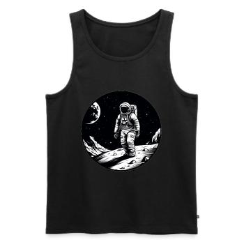 Lune des astronautes - Débardeur bio Premium Homme - noir - Devant - Michal (187cm)