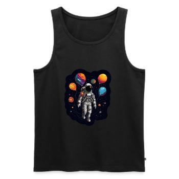 Lune des astronautes - Débardeur bio Premium Homme - noir - Devant - Michal (187cm)