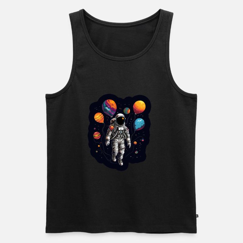 Astronaut Mond - Männer Premium Bio Tank Top - Schwarz