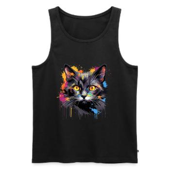 chat noir - Débardeur bio Premium Homme - noir - Devant - AI Model Male 178 light (178cm)