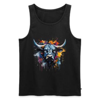 Vache combat, vache d'hérens valais suisse - Débardeur bio Premium Homme - noir - Devant - Michal (187cm)