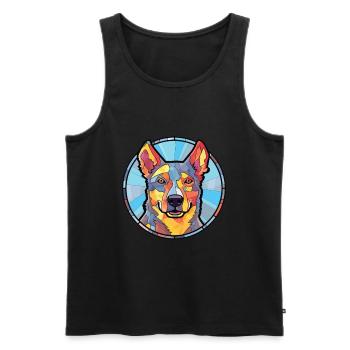 Bouvier australien chien race aquarelle colorée - Débardeur bio Premium Homme - noir - Devant - Michal (187cm)