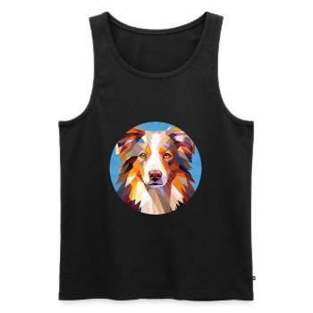 Berger australien chien race coloré aquarelle - Débardeur bio Premium Homme - noir - Devant - Michal (187cm)