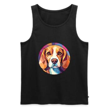 Beagle Hunderasse Bunte Aquarell Illustration - Männer Premium Bio Tank Top - Schwarz - Vorne - AI Model Male 178 light (178cm)
