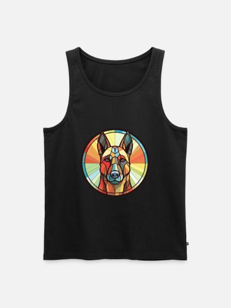 Belgian Malinoi Dog Breed Watercolor Illustration - Men's Premium Organic Tank Top - black