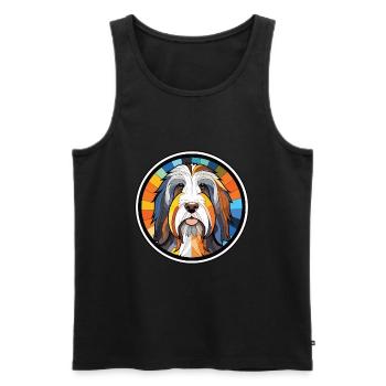 Illustration à l’aquarelle de race de chien Collie barbu - Débardeur bio Premium Homme - noir - Devant - Michal (187cm)