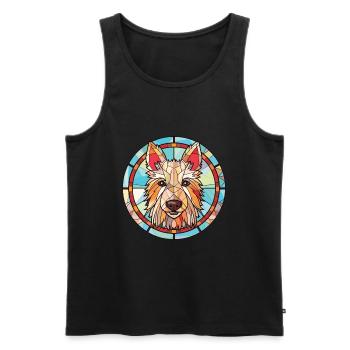 Berger Picard Hunderasse Aquarell Illustration - Männer Premium Bio Tank Top - Schwarz - Vorne - Michal (187cm)