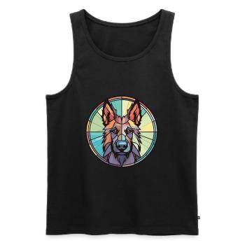 Chien de berger belge chien race aquarelle Illustration - Débardeur bio Premium Homme - noir - Devant - Michal (187cm)