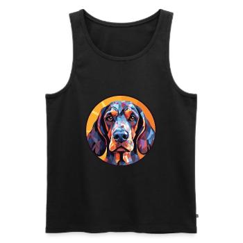 Bluetick Coonhound chien race aquarelle colorée - Débardeur bio Premium Homme - noir - Devant - Michal (187cm)