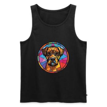 Border Terrier chien race aquarelle Illustration - Débardeur bio Premium Homme - noir - Devant - AI Model Male 178 light (178cm)
