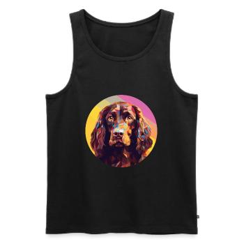 Boykin Spaniel chien race aquarelle Illustration - Débardeur bio Premium Homme - noir - Devant - AI Model Male 178 light (178cm)