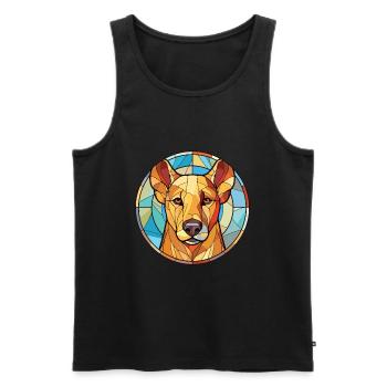 Finnish Hound Dog Breed Watercolor Illustration - Men's Premium Organic Tank Top - black - Front - AI Model Male 178 light (178cm)