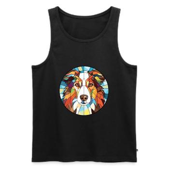 French Brittany Dog Breed Watercolor Illustration - Men's Premium Organic Tank Top - black - Front - AI Model Male 178 light (178cm)