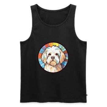 Bouledogue Français chien race aquarelle Illustration - Débardeur bio Premium Homme - noir - Devant - Michal (187cm)