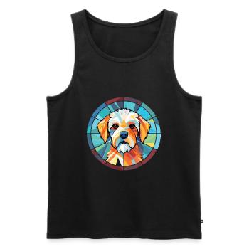 Französischer dreifarbiger Hundehund Rasse Aquarellglas - Männer Premium Bio Tank Top - Schwarz - Vorne - AI Model Male 178 light (178cm)