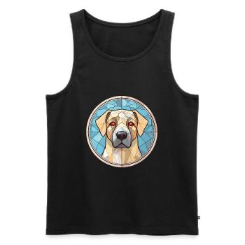 Chien de berger anatolien race aquarelle colorée - Débardeur bio Premium Homme - noir - Devant - Michal (187cm)