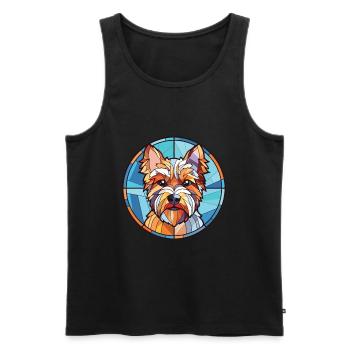 Biewer Terrier Dog Breed Watercolor Illustration - Men's Premium Organic Tank Top - black - Front - AI Model Male 178 light (178cm)