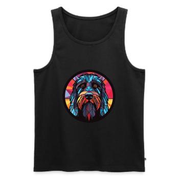 Terrier russe noir chien race verre aquarelle - Débardeur bio Premium Homme - noir - Devant - Michal (187cm)