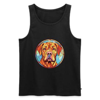 Frison pointage chien race aquarelle Illustration - Débardeur bio Premium Homme - noir - Devant - Michal (187cm)