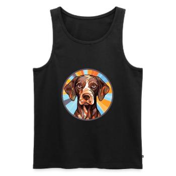 Deutscher Schäferhund Rasse Aquarell Illustration - Männer Premium Bio Tank Top - Schwarz - Vorne - Michal (187cm)