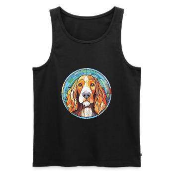 German Wirehaired Pointer Dog Breed Watercolor - Men's Premium Organic Tank Top - black - Front - AI Model Male 178 light (178cm)