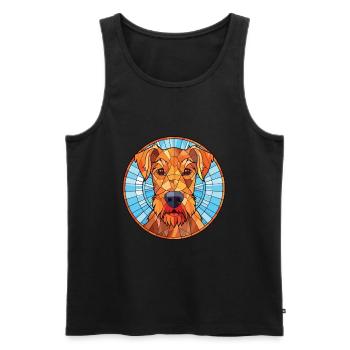 Illustration aquarelle de race de chien Terrier irlandais - Débardeur bio Premium Homme - noir - Devant - Michal (187cm)