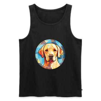 Labrador Retriever Hund Rasse buntes Aquarell - Männer Premium Bio Tank Top - Schwarz - Vorne - Michal (187cm)