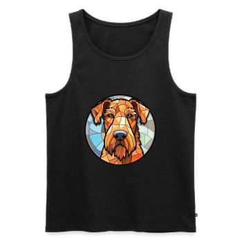 Airedale Terrier Chien Race Illustration à l’aquarelle - Débardeur bio Premium Homme - noir - Devant - Michal (187cm)