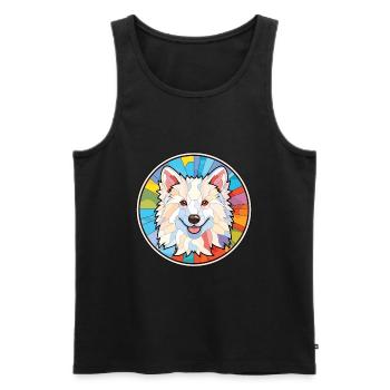 American Eskimo Dog Breed Watercolor Illustration - Men's Premium Organic Tank Top - black - Front - AI Model Male 178 light (178cm)