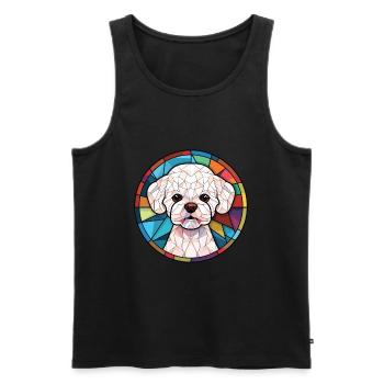 Bichons frisé race de chien Illustration à l’aquarelle - Débardeur bio Premium Homme - noir - Devant - Michal (187cm)