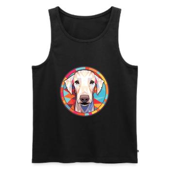 Bedlington Terrier chien race aquarelle colorée - Débardeur bio Premium Homme - noir - Devant - Michal (187cm)