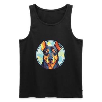 Beauceron chien race aquarelle verre Illustration - Débardeur bio Premium Homme - noir - Devant - Michal (187cm)
