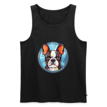 Boston Terrier Hunderasse Aquarell Illustration - Männer Premium Bio Tank Top - Schwarz - Vorne - Michal (187cm)