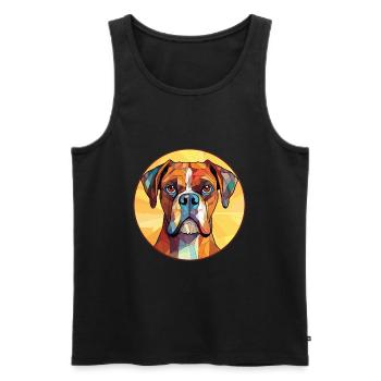 Boxer-Hundsrasse Bunte Aquarell-Illustration - Männer Premium Bio Tank Top - Schwarz - Vorne - Michal (187cm)