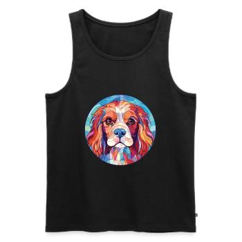 Cavalier King Charles Spaniel chien race aquarelle - Débardeur bio Premium Homme - noir - Devant - Michal (187cm)